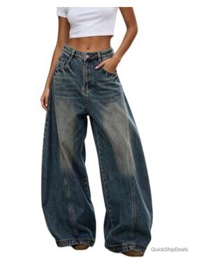 Baggy Jeans Vintage Oversized Flared Denim Pants Relaxed Fit Y2K Streetwear